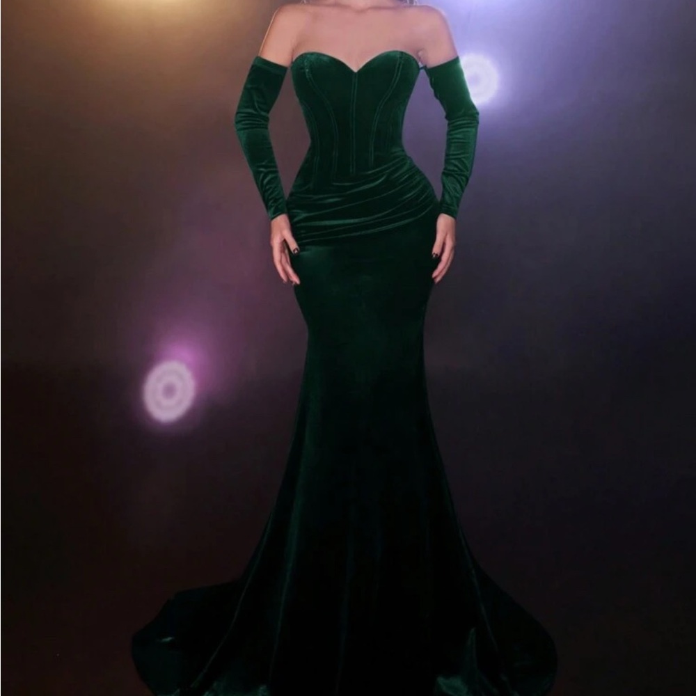 Elegant Green Velvet Gown - Brand New/NotWorn Bought multiple dresses for event
